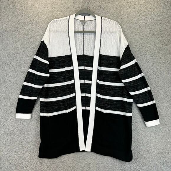 T by Talbots Cardigan XL Petite Minimal Casual Striped Colorblock Mixed Stitch - Picture 2 of 10